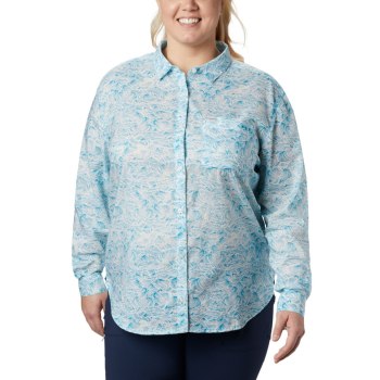 Dámské Košile Columbia PFG Sun Drifter II Long Sleeve Plus Size Blankyt OVYJIB673